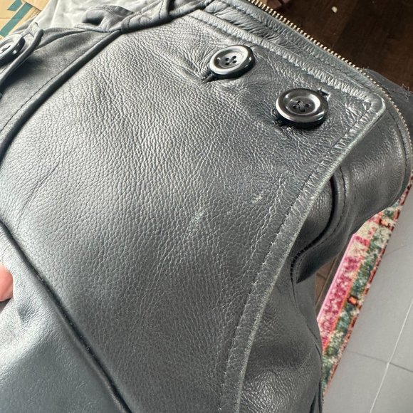 Vintage Black Leather Cropped biker jacket size 10 - Picture 10 of 11